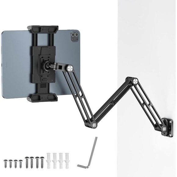 Aluminum Phone & Tablet Wall Mount Holder 360 Degree Adjustable Arm Clip - Picture 2 of 13